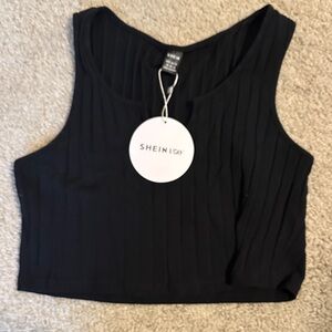 SHEIN Black Sleeveless Ribbed Crop Top